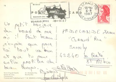 Jersey — Castelo de Mont Orgueil, Baía de St. Brelades, Baía de Bouley e vistas costeiras — E. T. W. DENNIS & SONS LTD, Scarborough — Verso