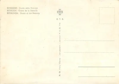 Jaskinia Narodzin — Betlejem — C.T.S. N. 79 — Rewers