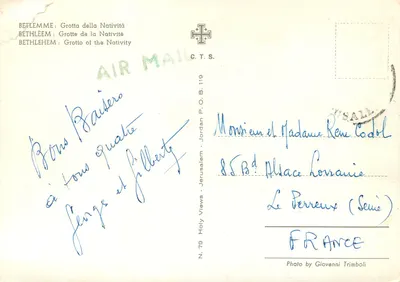 Jaskinia Narodzin — Betlejem — Fotografia Giovanniego Trimboli, N. 79 — Rewers