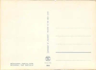Betelém — vista parcial — editor Palphot, n° 8502 — Verso