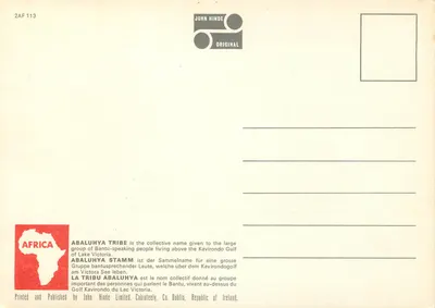 Mężczyzna z plemienia Abaluhya — John Hinde Original — n° 2AF 113 — Rewers
