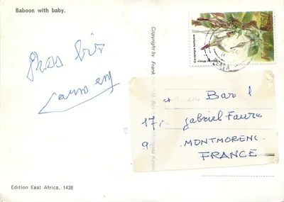 Makak z niemowlęciem — Édition East Africa, n°1438 — Rewers
