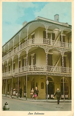 Balconetes de renda — Nova Orleans, Louisiana — editor Frank Minor, n° J.157