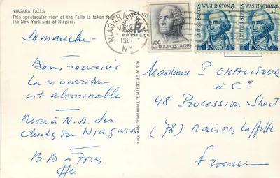 Wodospady Niagara — widok z południowo-wschodniej strony — wydawca Niagara Natural Co — Rewers