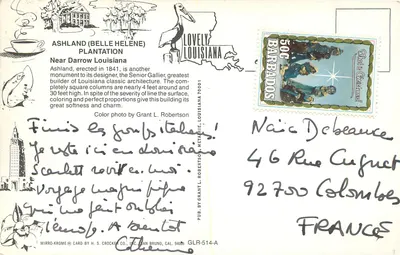 Ashland (Belle Helene) Plantation — Near Darrow, Louisiana — Pub. by H.S. Crocker Co., Inc. (GLR-514-A) — Verso