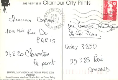 Santa Monica — panoramiczny widok i zachód słońca — Glamour City Prints — Rewers