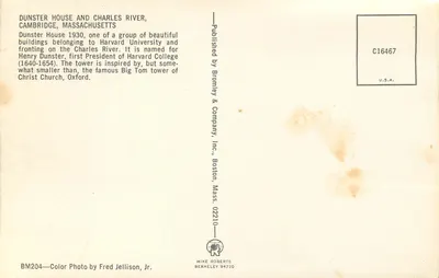 Dunster House en rivier Charles, Cambridge, Massachusetts — Bromley & Company, n° C16467 — Achterkant
