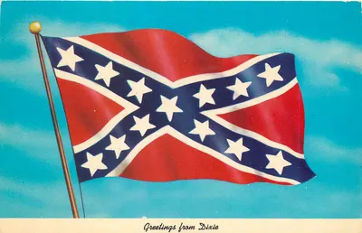 Bandeira confederada — Greetings from Dixie — Curteich Color Reproduction