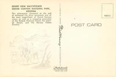 Désert View Watchtower — Parque Nacional do Grand Canyon, Arizona — Plastichrome — Verso