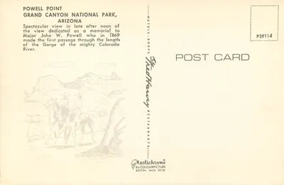 Powell Point — Parque Nacional do Grand Canyon, Arizona — Plastichrome by Colourpicture — Verso