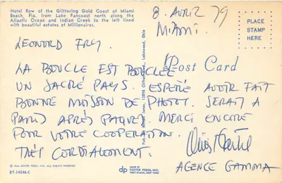 Widok z lotu ptaka nad Miami Beach — Hotel Row — wydawca Dexter Press, nr DT-14546-C — Rewers