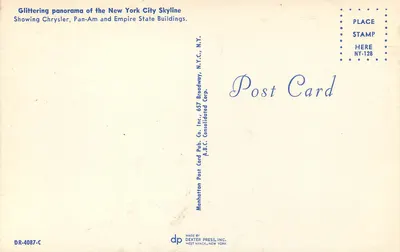 Skyline Nowego Jorku — noc — A.B.C. Consolidated Corp. i Dexter Press, Inc. — Rewers