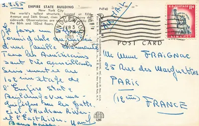 Empire State Building — Nova York — SNA Pictorial Publishers Inc. n° P4740 — Verso