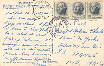 Vista aérea de Nova York — Empire State Building e Central Park — Dexter Press, Inc. n° DT-75420-B — Verso