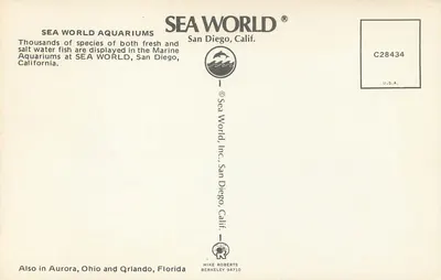 Aquarien — Meeres- und Süßwasserfische — Sea World, San Diego, Kalifornien — Rückseite