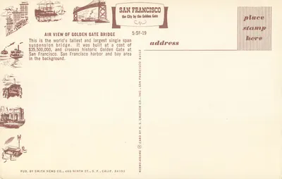 Ponte Golden Gate — vista aérea — H.S. Crocker Co. Inc. n°5:SF-19 — Verso