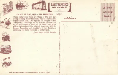 Palácio das Artes — San Francisco — H.S. Crocker Co. Inc. 5-SF-73 — Verso