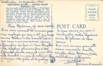 A Casa Branca — fachada norte — editor CAPSCO, n° K-8116 — Verso