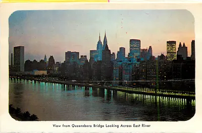 Most Queensboro — widok miasta — wydawca nieznany — Rewers
