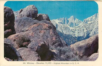 Orzechowe plantacje w Kalifornii — Mt. Whitney - Wysokość 14,495 - Najwyższy szczyt w USA — Rewers
