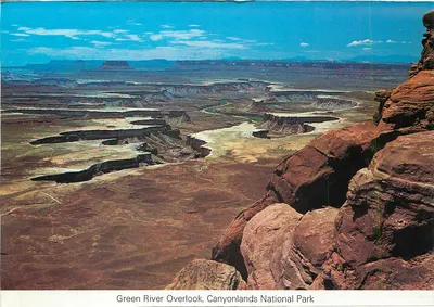 Parque Nacional das Arches — vista da Arche de Arches — Parque Nacional do Canyonlands — Green River Overlook — 19 View Souvenir Deluxe Folder — Verso