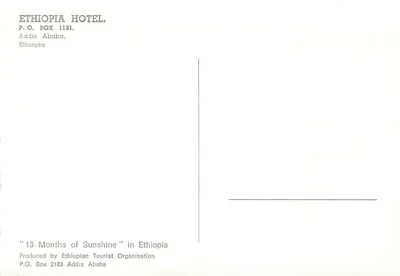 Hotel Éthiopie — Addis-Abeba — Editor: Organização Turística Éthiopiana — Verso