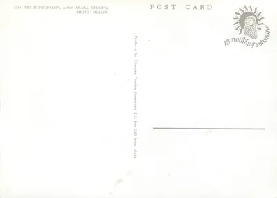 Municipalidade de Addis-Abeba — Etiópia — Editor: Comissão Turística Etiopiana — Verso
