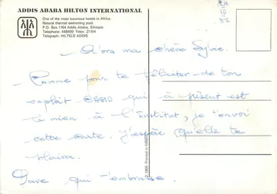Hilton International de Adis Abeba — vista aérea — editor não visível — Verso