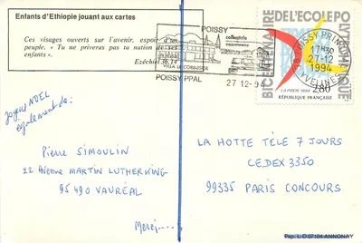 Crianças da Etiópia jogando cartas — Editora: Coleção da Escola Poissy, n° 7430 — Verso