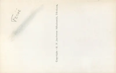 Porta de madeira esculpida — Hurð, Kirkjubúður — editor H. N. Jacobsens, Tóšhavn — Verso