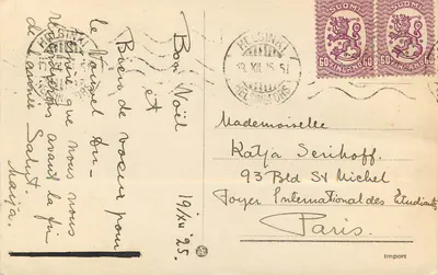 Besneeuwde weg met bomen en een hek — foto — J. P. J. J. (J. P. J. J.) 5278/10 — Achterkant