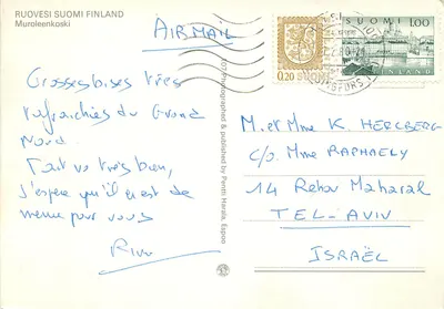 Ruovesi, Finlândia — Rio congelado e floresta nevada — Publicado por Pentti Harala, Espoo — Verso
