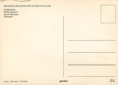 Helsinki - Helsingfors — widok z lotu na południowy port — grako — Rewers