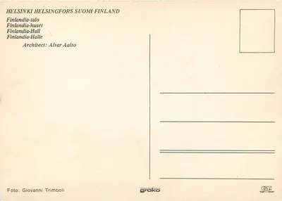 Finlandia Hall — Helsinki, Finlândia — editor Grako — Verso