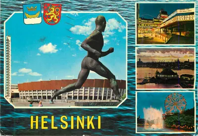 Helsinque — estátua do corredor, museu, porto, roda-gigante — editor Grako