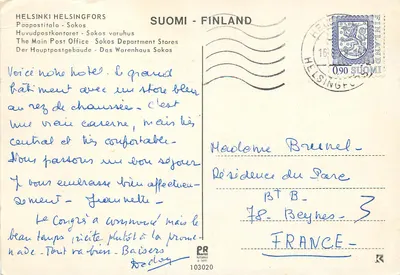 Helsinque - Huvudpostkontoret e Sokos Department Stores — editor PR Ihortti, n° 103020 — Verso