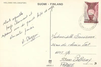 Helsinki — widok panoramiczny z katedrą, kolumną i klasycznym budynkiem — wydawca PR, nr 100351-1 — Rewers