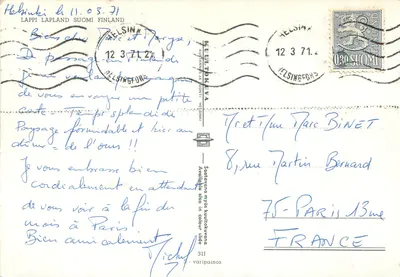 Lapland — temas tradicionais e paisagens nevadas — editor Helsingfors, n° 311 — Verso