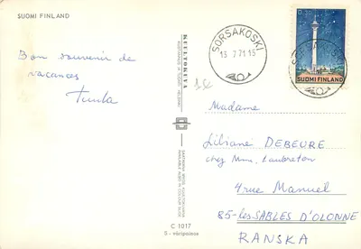 Finlândia — paisagens lacustres e florestas — editor Kultotkava, n° C 1017 — Verso