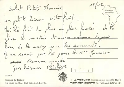Praia de Gué-Gué perto de Libreville — Gabão — J. TROLEZ — Verso