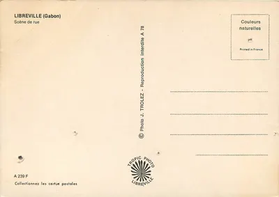 Bilhete postal moderno Libreville (Gabão) Cena de Rua — Verso