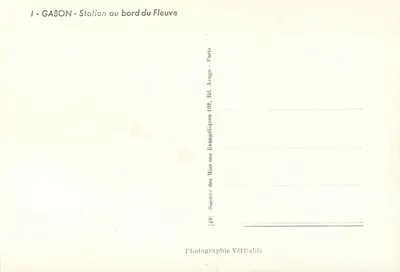 Gabon — stacja przy brzegu rzeki — Société des Missions Évangéliques, Paryż — Rewers