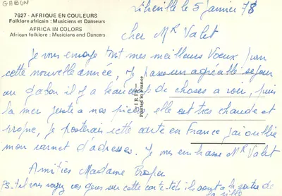 GABON — Músicos e Dançarinos — Gabon en Couleurs 7627 — Verso