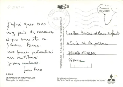 Gabão — Pista perto de Médouneu — Tropicolor — Verso