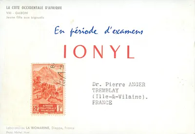 Młoda kobieta z warkoczami — Północna wybrzeża Afryki (Gabon) — Laboratoires LA BIOMARINE, Dieppe, Francja — Rewers