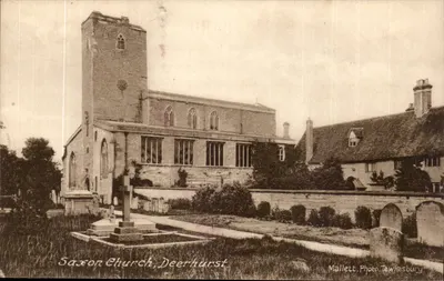 Igreja saxônica de Deerhurst — vista do edifício e do cemitério — Mallett & Son, Tewkesbury
