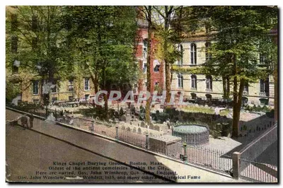 Kings Chapel Burying Ground, Boston — mais antigo dos cemitérios da cidade — editor Belahner Brüder, Leipzig, n°1216