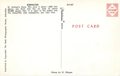 Gibraltar — Gruta de São Miguel — The Rock Photographic Studio, série P41507 — Verso