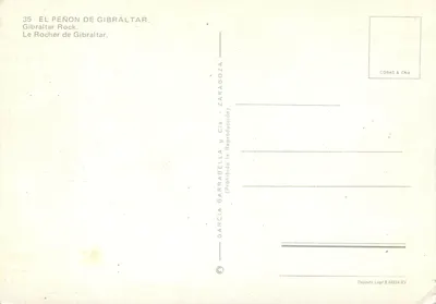 O Rocher de Gibraltar — vista marítima com pescadores — Garcia Garrabella & Cia. n°35 — Verso