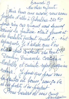 Skalny Wzgórze Gibraltaru — widok portowy — Algeciras, wydawca A. Subirats Casanovas, nr 12 — Rewers
